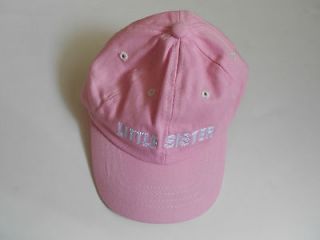 NEW LITTLE SISTER Pink Baseball Sport Hat Cap Baby Girl 3 6 mo Newborn