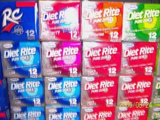 RC Cola / Diet Rite Pure Zero Soda Pop 12pk can 7 Flavs