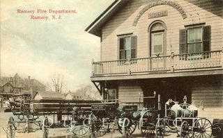 Fire House, Ramsey, NJ, 11 x 14 Matted Print of 1910 Postcard