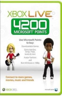 MICROSOFT XBOX 360 LIVE 4200 POINTS CARD BRAND NEW SEALED OFFICIAL PAL
