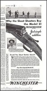 1934 WINCHESTER Model 21 Double Side by Side SHOTGUN AD Emil