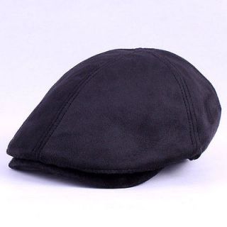 Womens Faux Suede Leather Flat Ivy Cap Gatsby Irish Cabbie Newsboy Hat