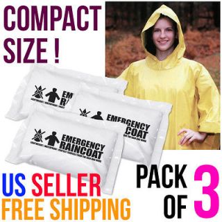 Vinyl Waterproof Raincoat Poncho Rain Coat Camping Fishing Pack of 3