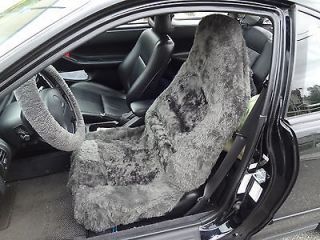 Two16MM Car Seat Covers Sheepskin&Synt hetic Fibers Charcoal High Back