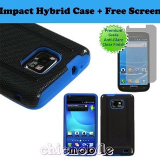 Screen +BK BLUE Hybrid Case Cover Straight Talk Net 10 SAMSUNG Galaxy