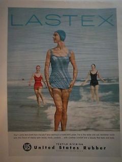 Vintage United States Rubber Swimsuit Swimmit Swim Cap Lastex Color Ad