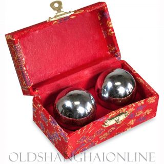 Baoding Balls Chinese Health Exercise Stress Relief Chrome Color (SET