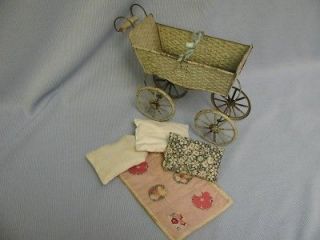 Antique PRESSED TIN c1890 BABY CARRIAGE  BUGGY Made in Germany Stamp