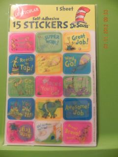 DR. SEUSS THE CAT IN THE HAT LENTICULAR STICKERS PARTY SUPPLIES