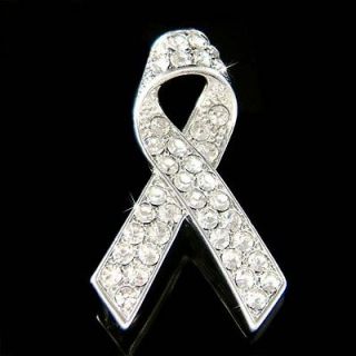 Crystal ~Lung Cancer~ Emphysema Awareness Ribbon Pendant Pin Brooch