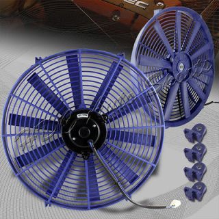 16 Blue Slim/Thin 12V Push/Pull Electric Radiator/Engin e Cooling Fan
