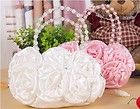 New In Stock Peachy Pink Satin Rosette Wedding Hand bag Clutch Purse