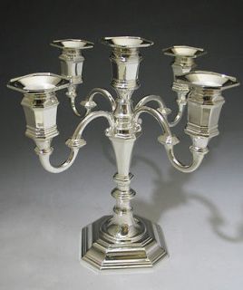 Judaica Shabbat 5 Arm Silver Plated Candelabra