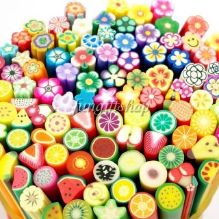 50/100 Nail Art Fimo Canes Rods Sticks Sticker Decoration Fruit Flower