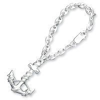 New Mens Sterling Silver Sea Anchor Polished Key Ring