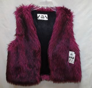 IMPOSTER Safari Womens SCV002 Signature MAGENTA Faux Fur Vest Jacket