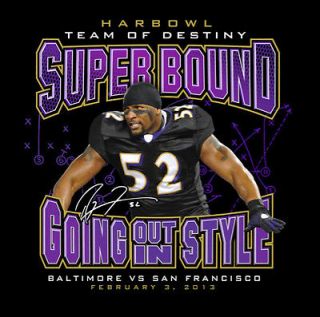 BALTIMORE RAVENS SUPER BOWL GOING OUT IN STYLE RAY LEWIS T SHIRT SIZE