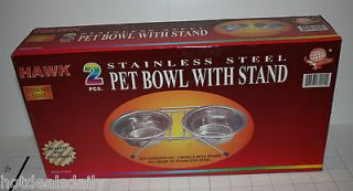 2PC STAINLESS STEEL PET DISH BOWL WITH STAND FEEDER DOG CAT SUPPLIES