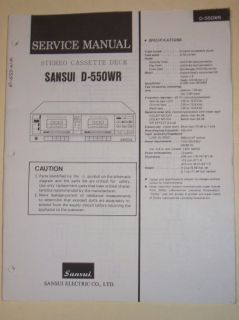 Sansui Service Manual~D 550WR Cassette Deck~Original
