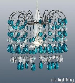 UKL824   CEILING PENDANT / LIGHT SHADE IN CLEAR AND TEAL BLUE