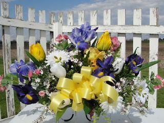 Grave Cemetery Tombstone Saddle Spring Easter Flowers