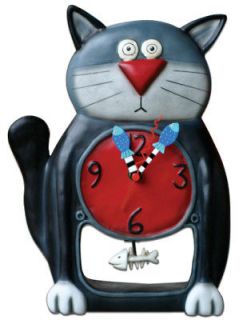 MICHELLE ALLEN DESIGNS Wall Desk Clock Cat Design Black Cat Kitty