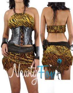 Sexy Tarzan Cave Woman Leopard Womens Halloween Costume 5Pc Set S,M,L