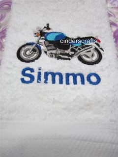 Personalised Towel Sets Embroidered Motorbike, Motor Bike