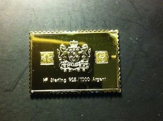 Sterling 925 Silver 24K Gold Plated Stamp 15c Champlain 20.8 gms