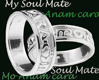 Silver My Soul Mate Claddagh Band Wedding Ring Set celtic sz 10 v