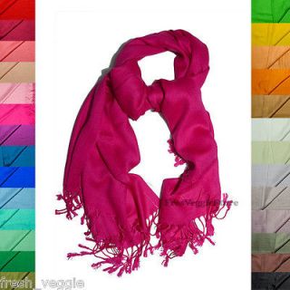 New 37 Colors Solid Pashmina Silky Shawl Scarf Cashmere Wrap S22 Rose