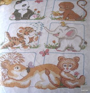 Sunset Baby Quilt Cross Stitch Blanket KIT jungle animal 34x43 stmaped
