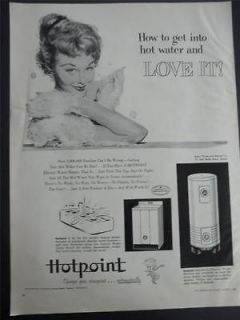 1954 Hotpoint Water Heater Lady Bathing Photo Vintage Print Ad