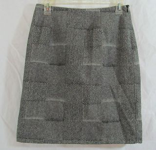 CATHERINE STEWART Womens Sz 4 A Line Skirt Gray Wool Blend Plaid Knee