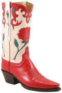 Lucchese L7047 Ladies Western Cowboy Leather Boots Classics Red Calf