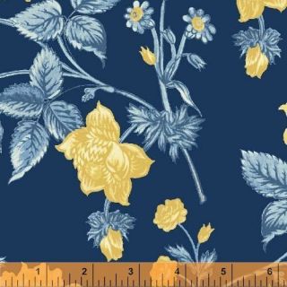 BY 1/2 YD~CHESAPEAKE~ COLONIAL WILLIAMSBURG~W INDHAM~YELLOW FLORAL ON