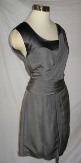 GEREN FORD Cement Silk Faille Charmeuse Draped Panels Mini Dress