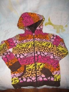 Girls The Childrens Place Neon Animal Print Hoodie Sweatshirt Sz 7 8