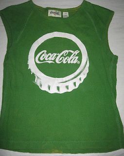 COCA COLA Logo green Mesh Sleeveless Tank Top girls MEDIUM M 7/8