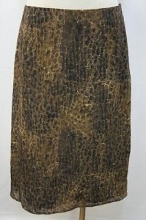Emma James Brown & Black Alligator Skin Design Lined Tapered Skirt Sz