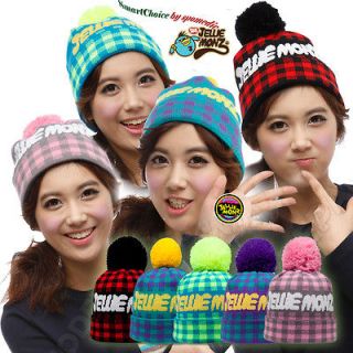 New Check Pattern Bobble Knit Quality Beanies Hat Sport Ski Winter