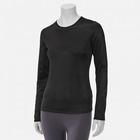 NWT Cuddl Duds Chill Chasers Long Sleeve Crew Neck Top   Black
