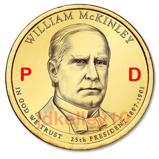 2013 P&D WILLIAM MCKINLEY 2 COIN PRESIDENTIAL DOLLAR SET BU FROM US