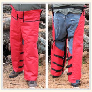 Adjustable wrap around chainsaw chaps Red or Green