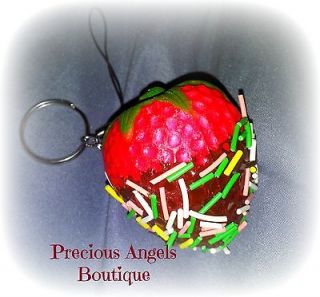 NWOT chocolate dipped strawberry squishy keychain/phone charm