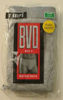 BVD Mens Mid Rise Gray Underwear 2 briefs Slightly imperfect size S