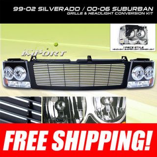 99 02 CHEVY SILVERADO 1500 2500 GRILLE+HEADLIG HTS BLACK FRONT GRILL