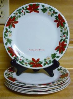HOLIDAY SALAD or DESSERT Plates Lot of Four Christmas Dishes