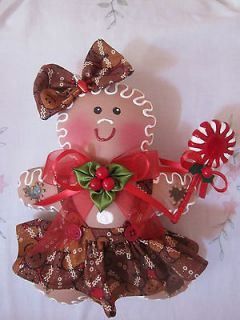 Ha​nd painted ChrisTMas GiNGerBread girl Cookie pillow/ wreath decor