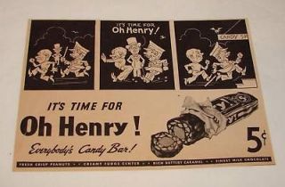 1938 Oh Henry candy bar ad ~ POLICEMAN AND CROOK